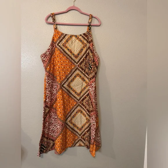 Vintage Patchwork colorblock quilted retro plus size mini 90’s dress 100% cotton - Picture 9 of 13